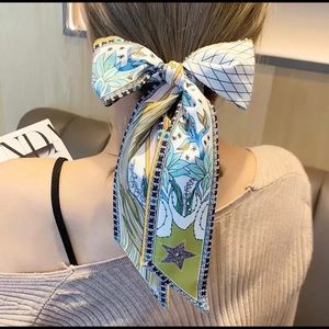 Silk Skinny Scarf / hair ribbon / bow / scrunchies/ headband/ hair accessories